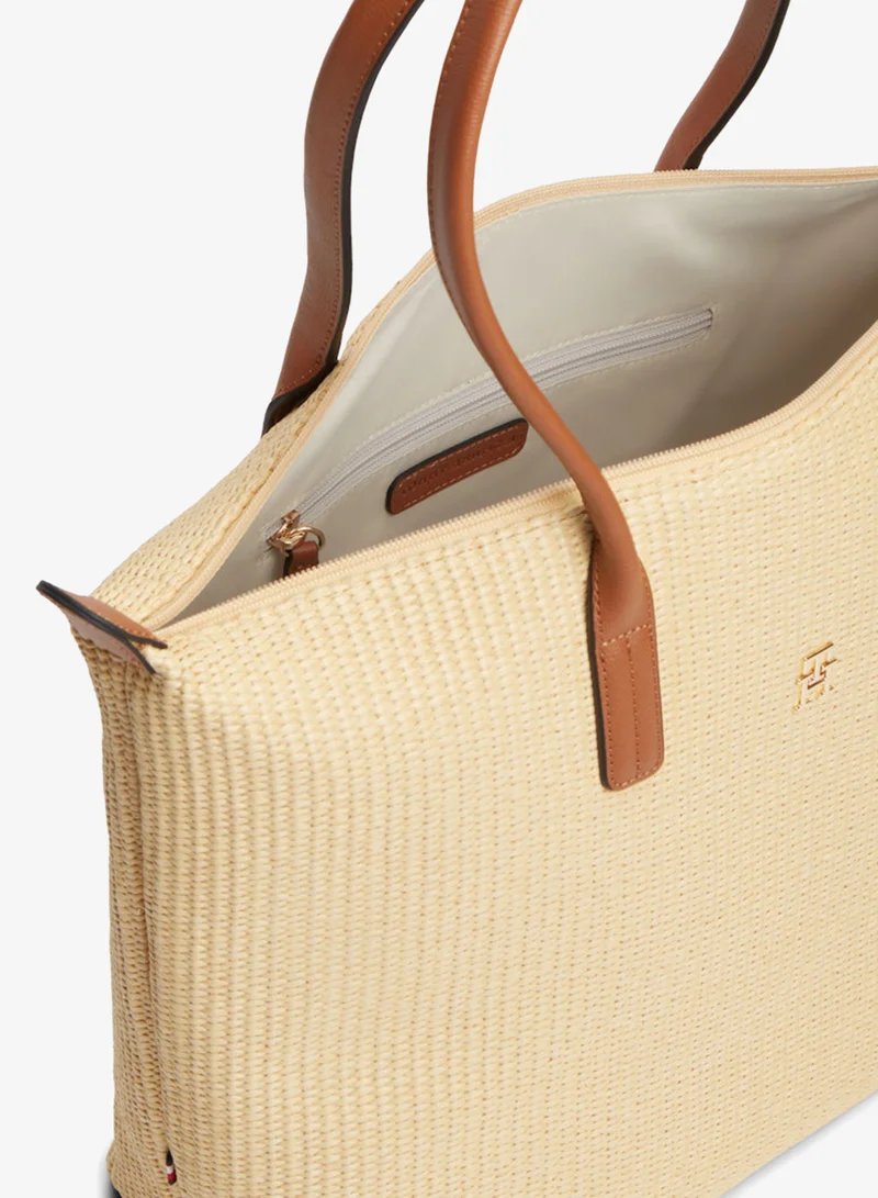 TOMMY HILFIGER  Monogram Raffia Tote Bag for Women | Best Price UAE